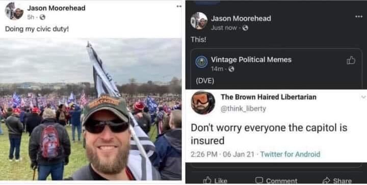 To be clear, Moorehead’s decision to attend the J6 “Stop the Steal” rally-turned-riot is reason enough for him to never teach a student ever again. Any details are besides the point. That said, Jenkins’ IG comments cast doubt on Moorehouse’s account of his actions in DC. (5/12)