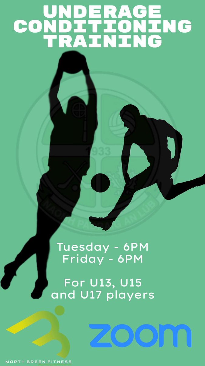 anlubgac's tweet photo. Underage conditioning training every Tuesday and Friday night at 6pm on Zoom for all U13, U15 and U17 players led by Martin McAlynn of Marty Breen Fitness. Zoom code to follow. Get involved. https://t.co/qMm6c8HH3m