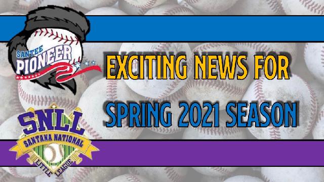 santeebaseball's tweet photo. Santana National LL is excited to welcome Santee Pioneer LL families to join us for the 2021 Spring Season!! ⚾️⚾️
SIGN UPS HAPPENING NOW!
Visit our website https://t.co/BrB0kvZp5o
TRYOUT DATES:  February 27, 28 &amp; March 1
DRAFT DATE:  March 6
TENTATIVE "OPENING DAY": April 5 https://t.co/iU0MygBBTs