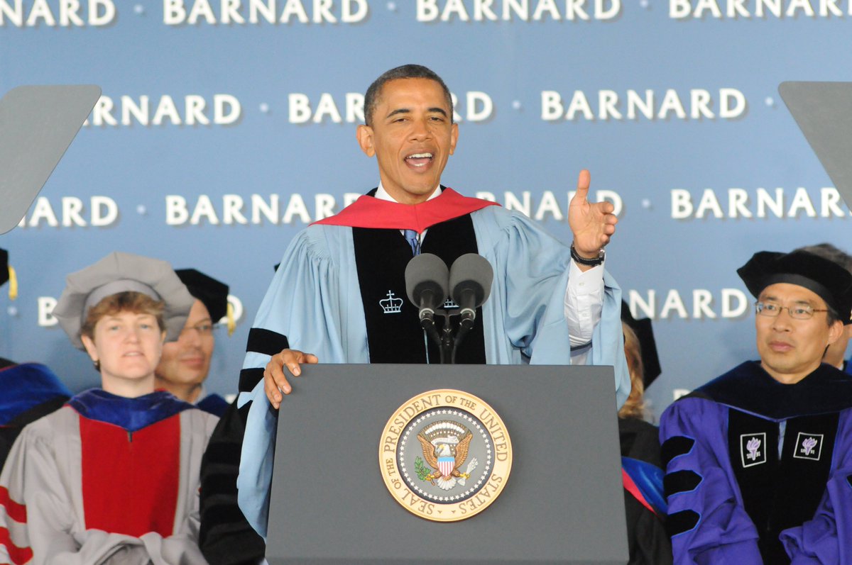 Columbia's tweet photo. On #PresidentsDay, remembering some special presidential moments—especially this one with President Barack Obama CC'83 @BarnardCollege in 2012.

Which other presidents are connected to Columbia? Here's an incomplete history: https://t.co/udxYA76DvS #BlackHistoryNow https://t.co/eguMbZePsd