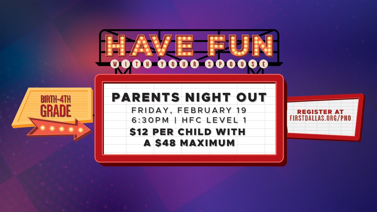 Parents Night Out is THIS Friday, February 19! Drop the kids with us and enjoy a romantic evening with your sweetheart! Visit https://t.co/OuI0r2XKoq for registration information. https://t.co/utLM3VHUHU
