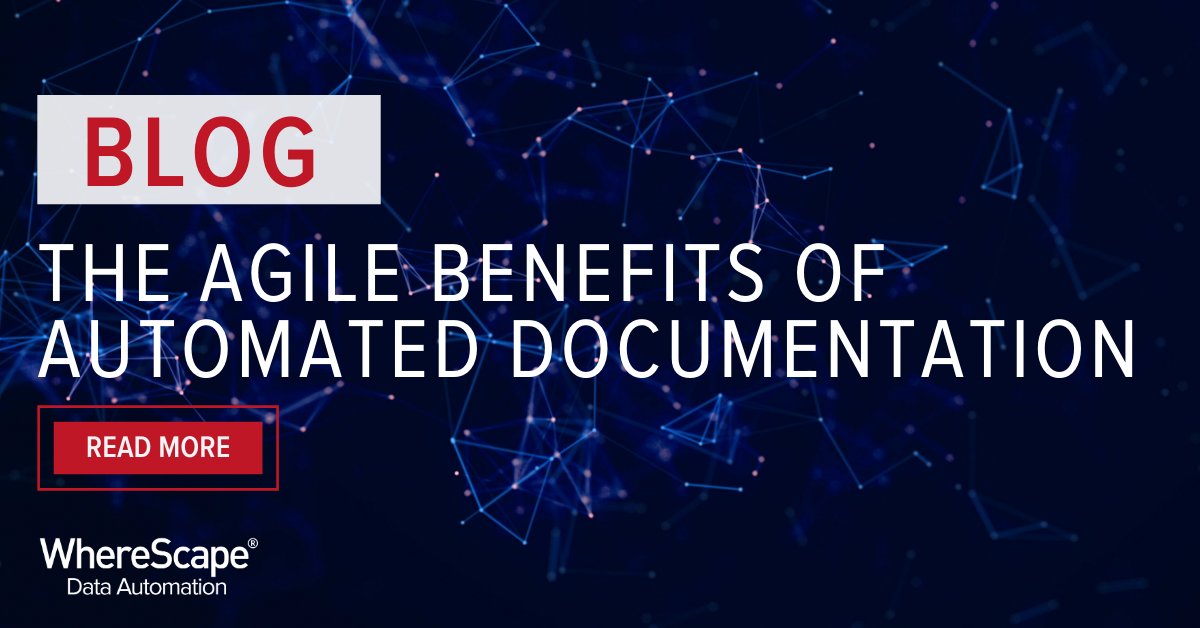 wherescape's tweet photo. Documentation is an essential component of any sustainable #data architecture. Check out our latest blog post to learn the agile benefits of automated documentation with @wherescape Data Warehouse Automation.

Blog Post: https://t.co/jEBwwRG5uD https://t.co/05rDLg71Iz