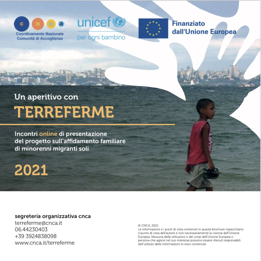 📌 Al via stasera gli incontri di presentazione di #terreferme progetto sull’affidamento familiare di minorenni migranti soli, promosso da @CNCAnazionale e <a href="/UNICEF_Italia/">UNICEF Italia</a>,finanziato da UE e di cui la nostra cooperativa è partner
✍️ Iscrizioni cutt.ly/LkciKPH.