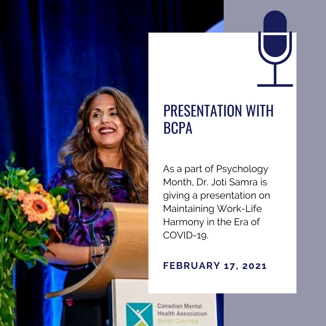 Work-life harmony is important during the most ideal situations and unfortunately, the last twelve months have been less than ideal. Join Dr. Joti Samra, R.Psych on February 17th where she will share some strategies for maintaining some work-life harmony during the era of COVID.