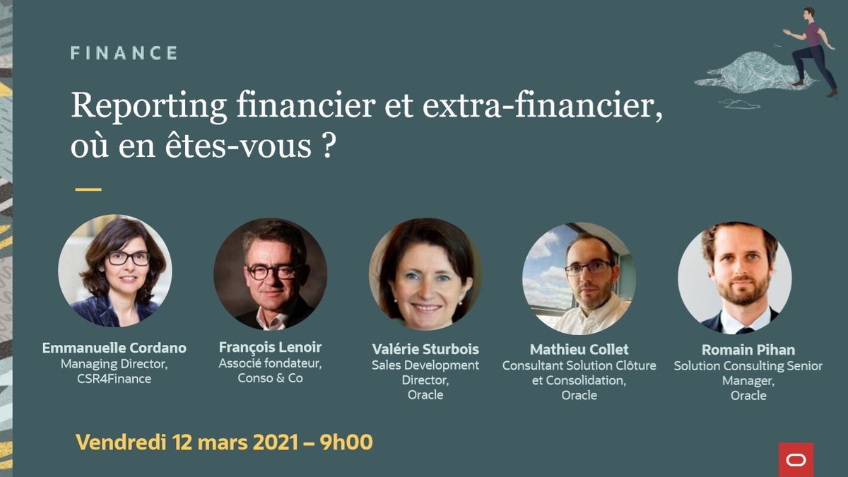 📊 Reporting #financier et extra-financier, où en êtes-vous❓
🔑 bit.ly/HFM12mars
🔔 Rdv le 12 mars à 9h00 pour parler bonnes pratiques Consolidation et Reporting financier avec @emmcorda François Lenoir <a href="/ValerieSturbois/">Valerie Sturbois</a> Mathieu Collet Romain Pihan  
#digitalfinance #DAF