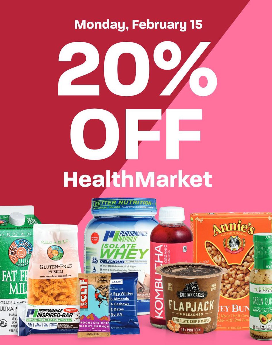 Make My Monday! 

Shop Hy-Vee this Monday, February 15 for 20% OFF HealthMarket items. 

Valid 2.15.21 only. #healthylifestyle #dubuque #hyvee #onedayonly