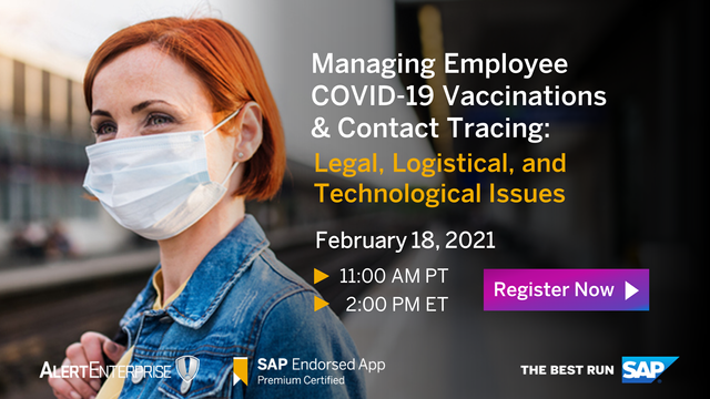 Anne_Mulloy95's tweet photo. Availability of COVID-19 vaccines, and legislation for contact tracing has presented many new challenges for HR teams. Join SAP, AlertEnterprise, and Qualtrics on February 18th for expert insights on managing these hurdles: https://t.co/8hS0OVGpAM https://t.co/XAiMLwHr9f