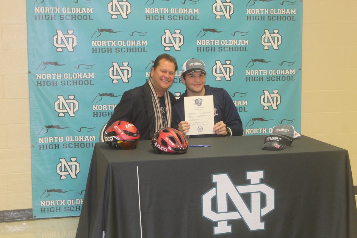 North Oldham High School’s (NOHS), Miller Cimba made school history last week when he became the first student athlete to sign as a collegiate triathlete for Liberty University in Lynchburg, Virginia. oldhamera.com/content/first-…