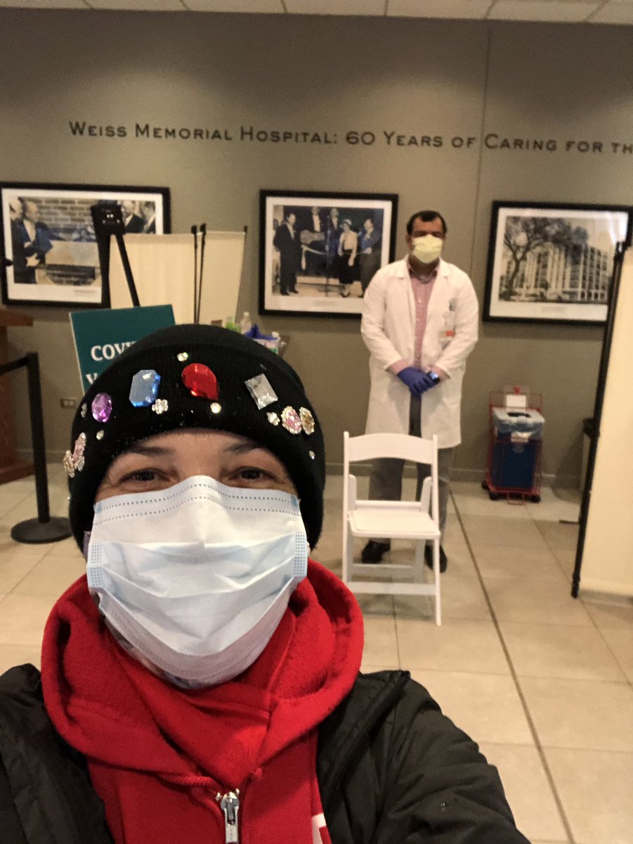Just got my Covid-19 shot at Weiss Memorial Hospital. It’s like a party in here <a href="/weisshospital/">WeissHospital</a> Lots of giddy teachers waiting for their turn! Thanks <a href="/CTULocal1/">Chicago Teachers Union</a> Thanks <a href="/ChiPubSchools/">CPS - Chicago Public Schools</a> Thanks <a href="/weisshospital/">WeissHospital</a>