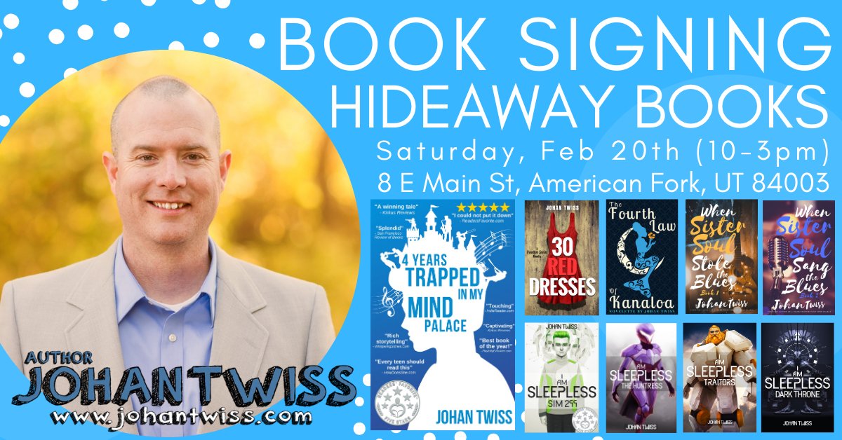 I'll be signing books at Hideaway Books in American Fork, UT this Saturday from 10am - 3pm. 
Stop by to get a signed book, some artwork, and check out the bookstore. 
facebook.com/events/3551147…