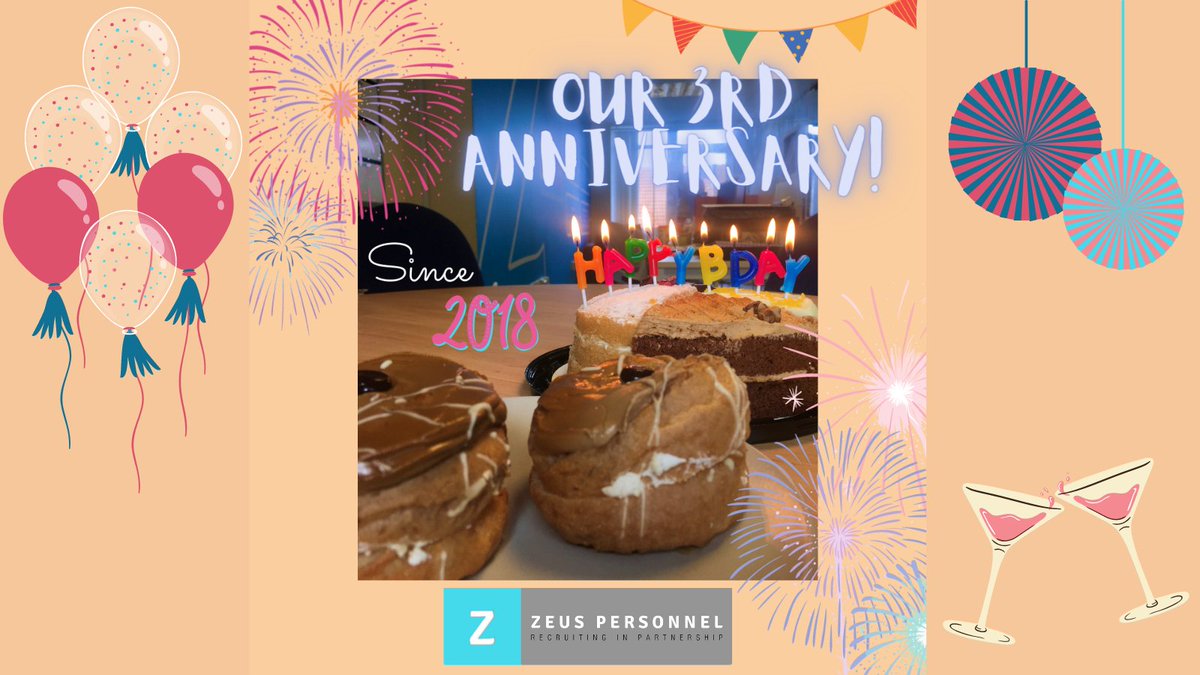 Happy 3rd Birthday to Zeus Personnel! 🎊

Thank you to the amazing clients, candidates and most of all our Zeus Personnel team! 💙

Thank you for the support over the 3 years and here is to many more! 🥂

#zeuspersonnel #anniversary #recruitment #celebration #birthday