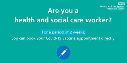 Health and social care workers can book a Covid-19 vaccine appointment directly, via the National Booking service: bit.ly/NHSBookVaccine

❗ This will only be possible for 2 weeks.

Tried booking online but it's not working? Phone 119 free of charge, 7am to 11pm, 7 days a week.