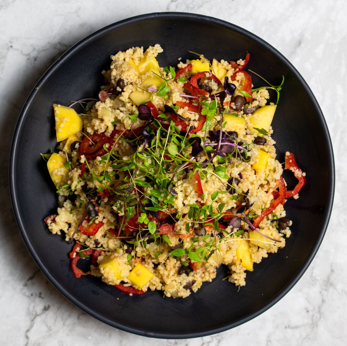 Black bean, mango &amp; coriander couscous – check out more recipes on our blog!

#food #health #wellness #recipes #ingredients #london #shoplocal #verticalfarming #sustainability