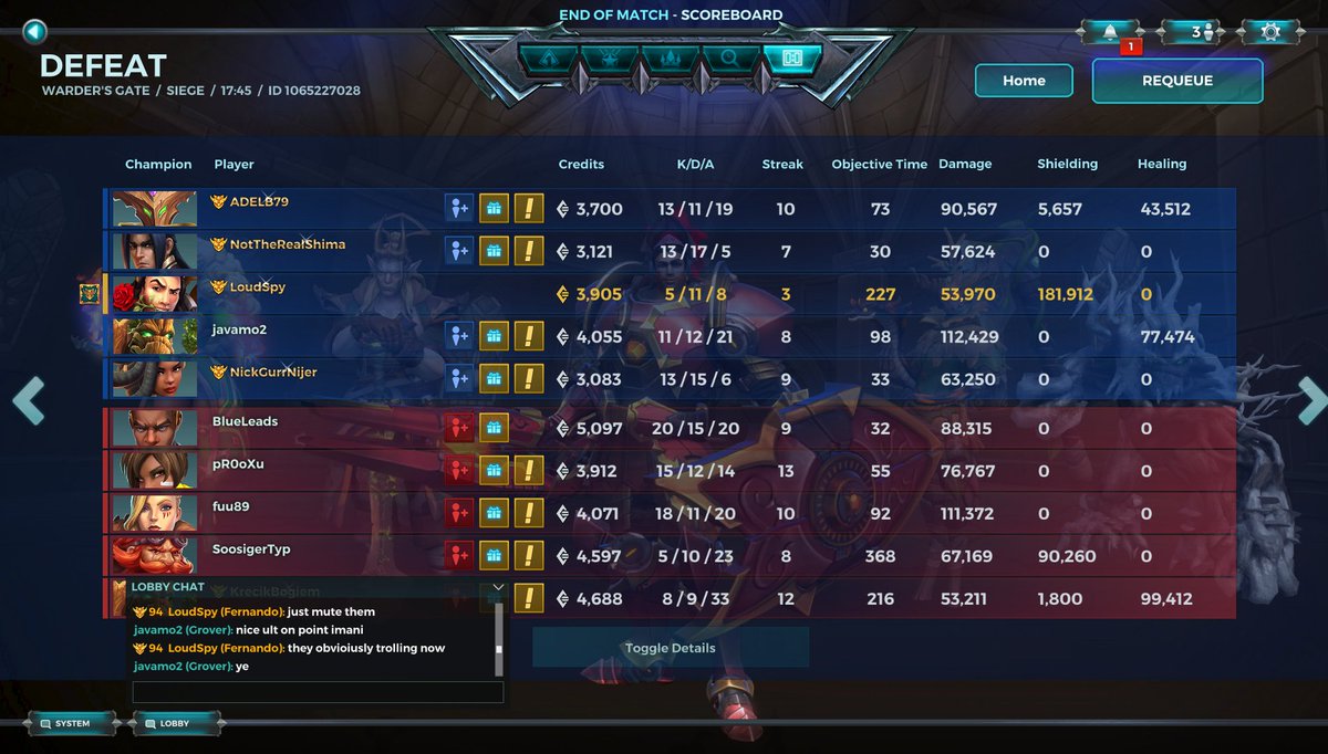 LoudSpy's tweet photo. @PaladinsGame user: NickGurrNijer trolling, and telling people to get cancer. Got any policy on that?

Typical toxic player, insta locks, blames healer (you can see our grover was healing), then tries to destroy the game for everyone.

#paladins #paladinsgame #paladinstroll https://t.co/EtPIaS4M1K