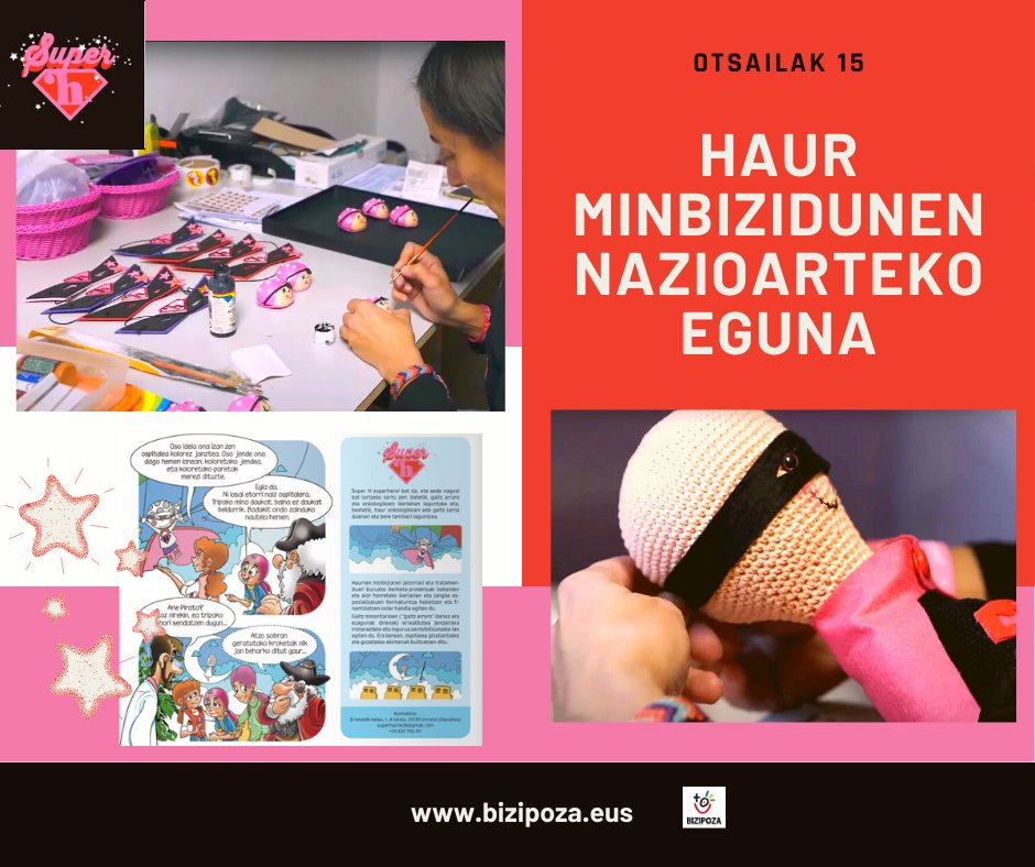 bizipoza_eus's tweet photo. 🔴Gaur,otsailak 15, HAUR MINBIZIDUNEN Nazioarteko eguna da.@SuperHaches elkarteko helburuak, gaitz arraro eta onkologikoen ikerketan laguntzea eta haur onkologiko edo gaitz larria duenari eta bere familiari laguntzea dira. 
👉Info +: https://t.co/qDnwJ8I6G4
#Haurminbizia https://t.co/Rexbs5joAe