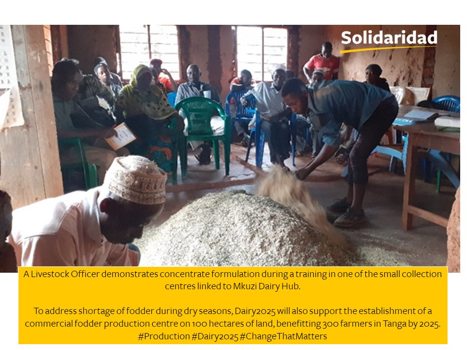 SolidaridadECA's tweet photo. To increase #milkproduction for 6,000 smallholder dairy farmers in #Tanzania, #Solidaridad's #Dairy2025 project will transform 25 dairy hubs into profitable one-stop shops offering a range of affordable services to farmers including #farminginputs and #training.#ChangeThatMatters https://t.co/IvurBtslto