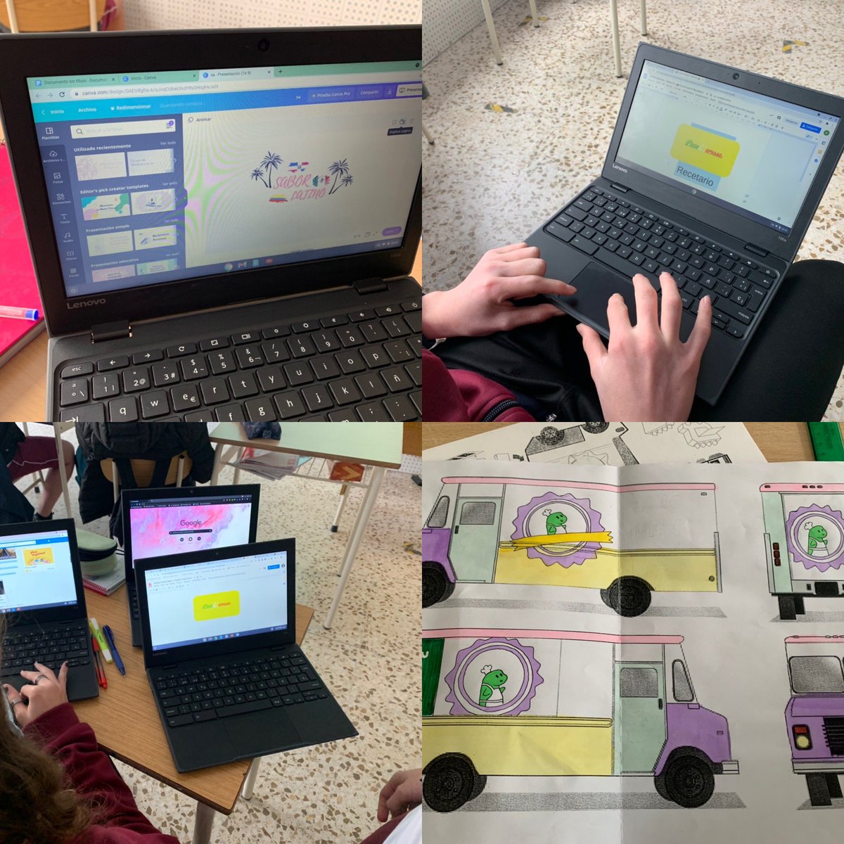 Disfrutando de nuevo con los alumn@s en nuestro proyecto “Food truck” promoviendo una alimentación más saludable, trabajando con #chromebook , diseñando en #Canva y evaluando y coevaluando con <a href="/CoRubrics/">CoRubrics</a>. Así sí !!