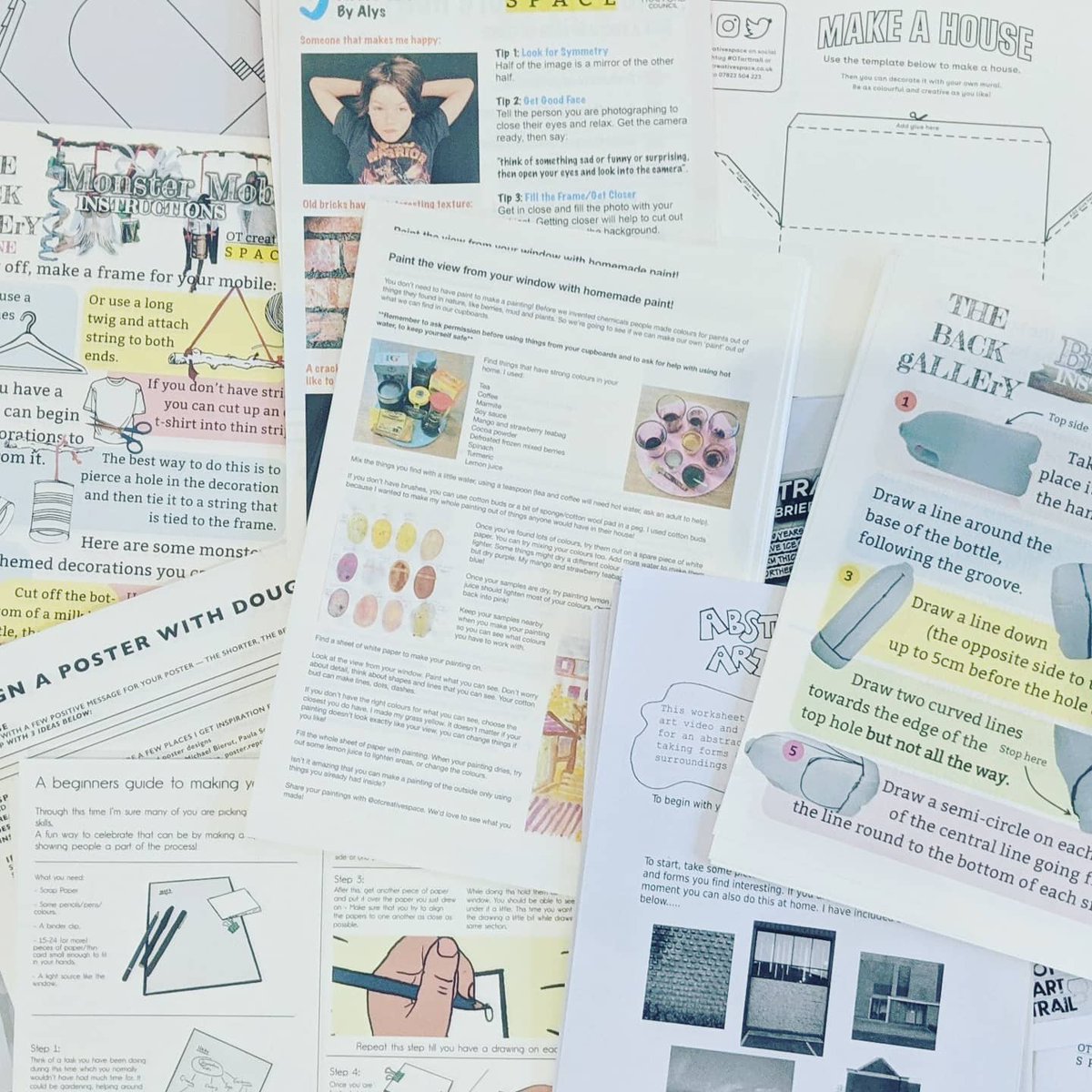 OTcreativespace's tweet photo. It's Half Term!!!
If you're looking for some device free fun, we have put together some creative worksheet packs made by artists from previous projects.
Pick up outside the studio.
#StaycreativeOT #OTarttrail #Artistworksheets #free #devicefreehalfterm #creativity #fun https://t.co/1oeBDXAwZj