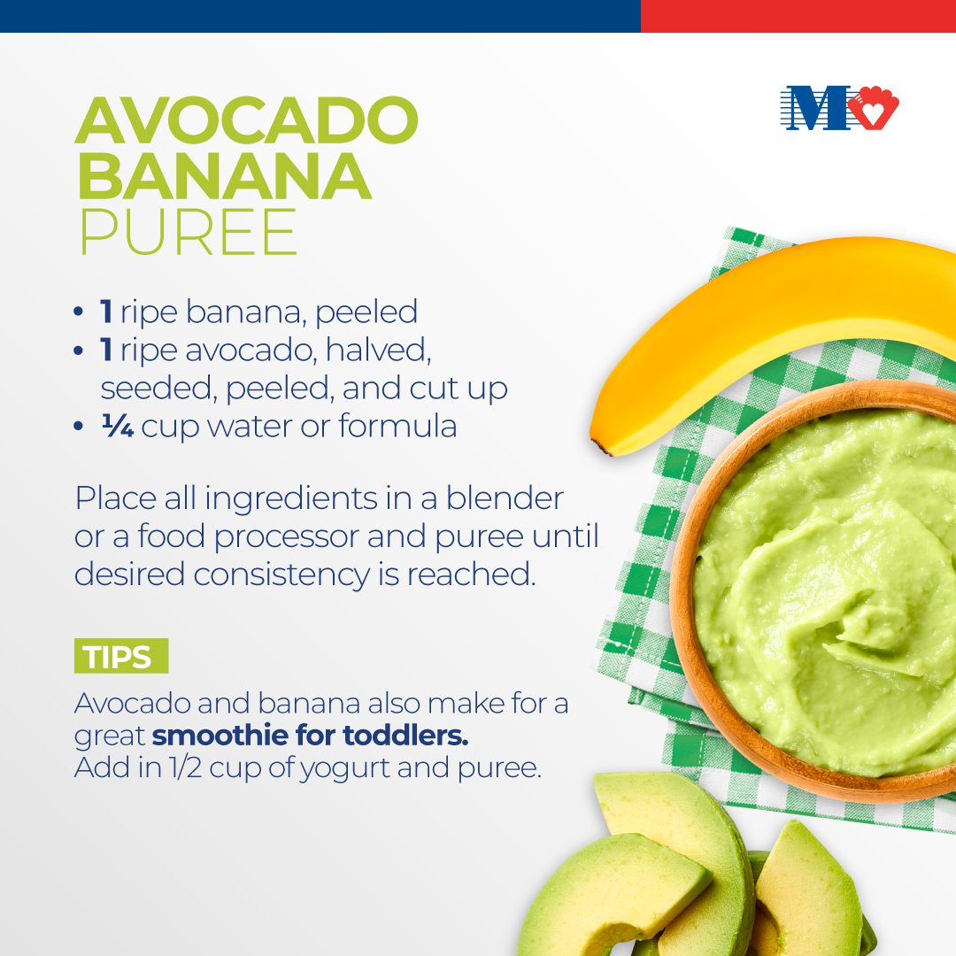 mhshospital's tweet photo. Hey moms and dads! Looking for an easy puree for your little one? In honor of #AvocadoAndBananaMonth give this quick recipe a try for your 4 to 6 month old! 🥑 🍌 #ParentingHacks #Parenting #babypuree https://t.co/qnOOOQQMlk