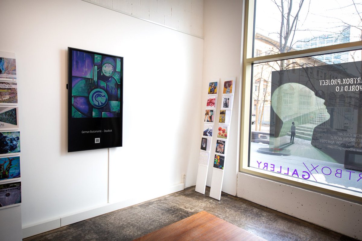 germanbradley8's tweet photo. My artwork at the Artbox Gallery in Zurich, Switzerland. January 2021. https://t.co/JR9cNuGnZQ