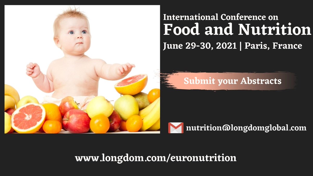 Upgrade your skills at International Conference on Food and Nutrition on June 29-30, 2021 in Paris, France.
Meet our Experts and share your knowledge
Visit for more details: lnkd.in/gNhXiKi
We are open for abstracts and registrations.
Email: nutrition@longdomglobal.com