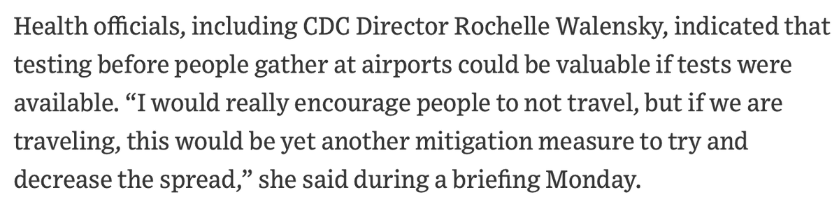 Last Friday Zients met with CEOs of major airlines who opposed the use of covid testing for domestic travel. CDC Director Walensky indicated that tests may be useful. But after Zients' meeting the CDC announced testing for domestic travel was not required. https://www.wsj.com/amp/articles/covid-19-testing-wont-be-required-before-domestic-flights-cdc-says-11613183533