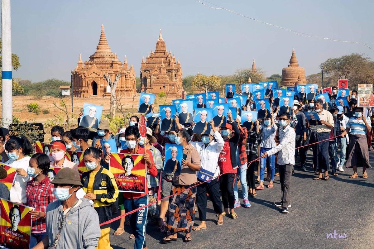 Protest In Bagan, Myanmar. 
WE ARE NOT SAFE 
#Feb15Coup
#WhatsHappeningInMyanmar