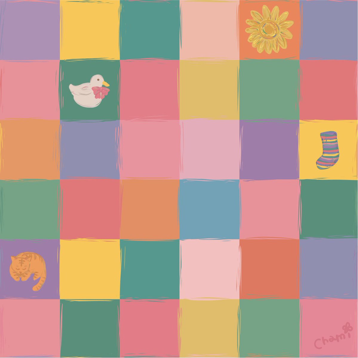 Chami Design テキスタイルデザイン パステル4色はwebサイトから ベージュとブラウンはline登録でプレゼントしてます 配布してる壁紙とぜひ合わせてほしいです Ios14 Ios14homescreen ホーム画面 ホーム画面カスタマイズ ウィジェット