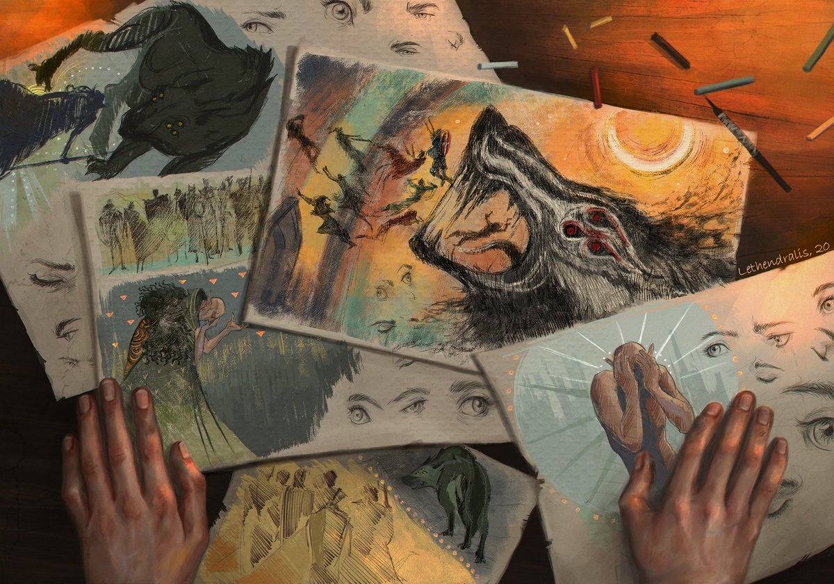 Lethendralis1's tweet photo. Still one of the favourite commissions I ever did. Loved bringing the client's idea to life! Solas sketching out his final mural.
#fanart #DragonAge #solas https://t.co/swyiWVkczj