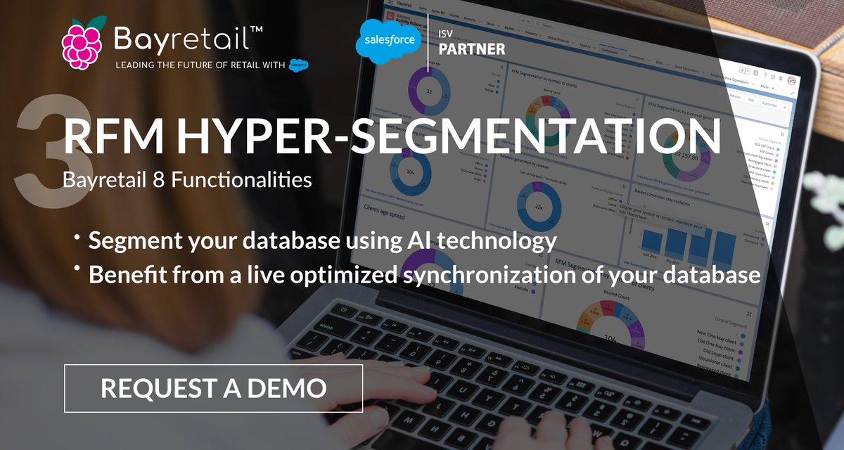BBridgeDigital's tweet image. #RFM stands for #Recency, #Monetary and #Frequency which are information that will determine in which segmentation a customer belongs to.
For each customer Bayretail gathers multiple informations, #CustomerBehaviors #data... and the #AI calculates the Hyper-Segmentation #RFMScore