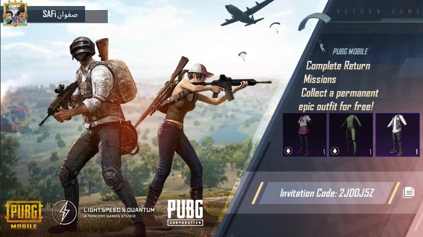 umarakbar019's tweet photo. Complete PUBG MOBILE Return Missions! Collect a permanent epic outfit for free! My invitation code: 2JDDJ5Z https://t.co/D4PDT387cp https://t.co/jUYxMILVK1