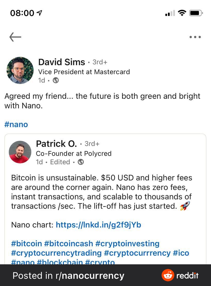 basolpham's tweet photo. Vice President at Mastercard comment about $Nano. https://t.co/qeSomLddEp