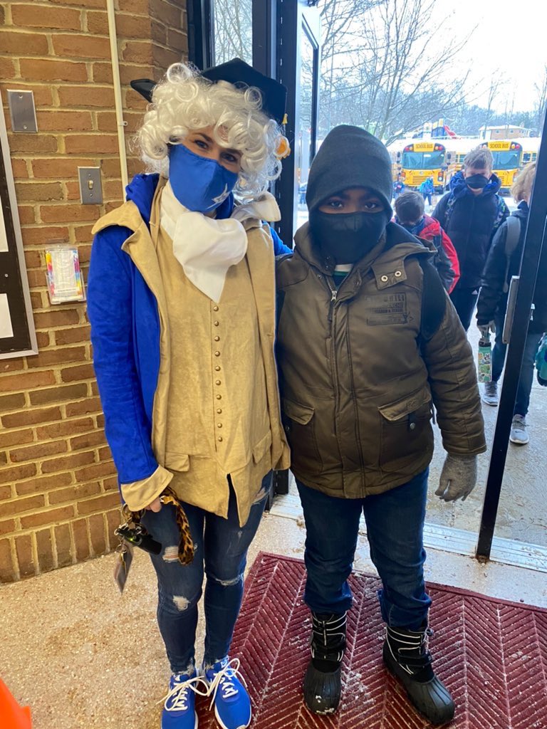 Adena_Principal's tweet photo. You can take the girl out of the classroom, but she’s bringing her costumes with her. Happy Presidents Day from Adena! #TeamAdena⭐️ https://t.co/AfJfyGLzzz