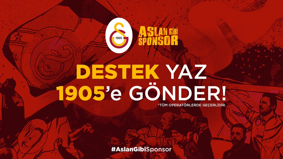 🦁 Büyük Galatasaray taraftarının başlattığı #AslanGibiSponsor kampanyası tüm hızıyla devam ediyor! 

HAYDİ BÜYÜK GALATASARAY TARAFTARI! 💪

📲 SMS ile destek vermek için 👉 𝐃𝐄𝐒𝐓𝐄𝐊 yaz 𝟏𝟗𝟎𝟓'e gönder kulübümüze 30 TL katkıda bulun!