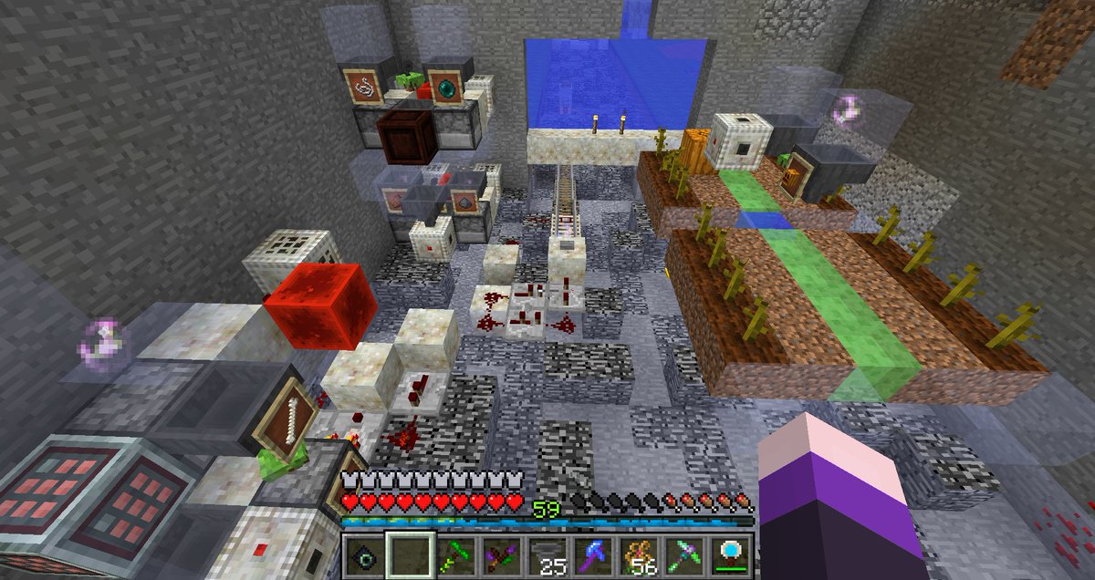 ナナシノラネコ Shulk Me Notの素材生産用tt Botaniaクァーリーでぶち抜いた5 5チャンクに水を張り エンダーマンのワープ先を潰すことでエンダーパールも回収できるようになったクロック水流tt 処理層は溶岩膜貫通落下式 Tt自体は1チャンクに収まっているの