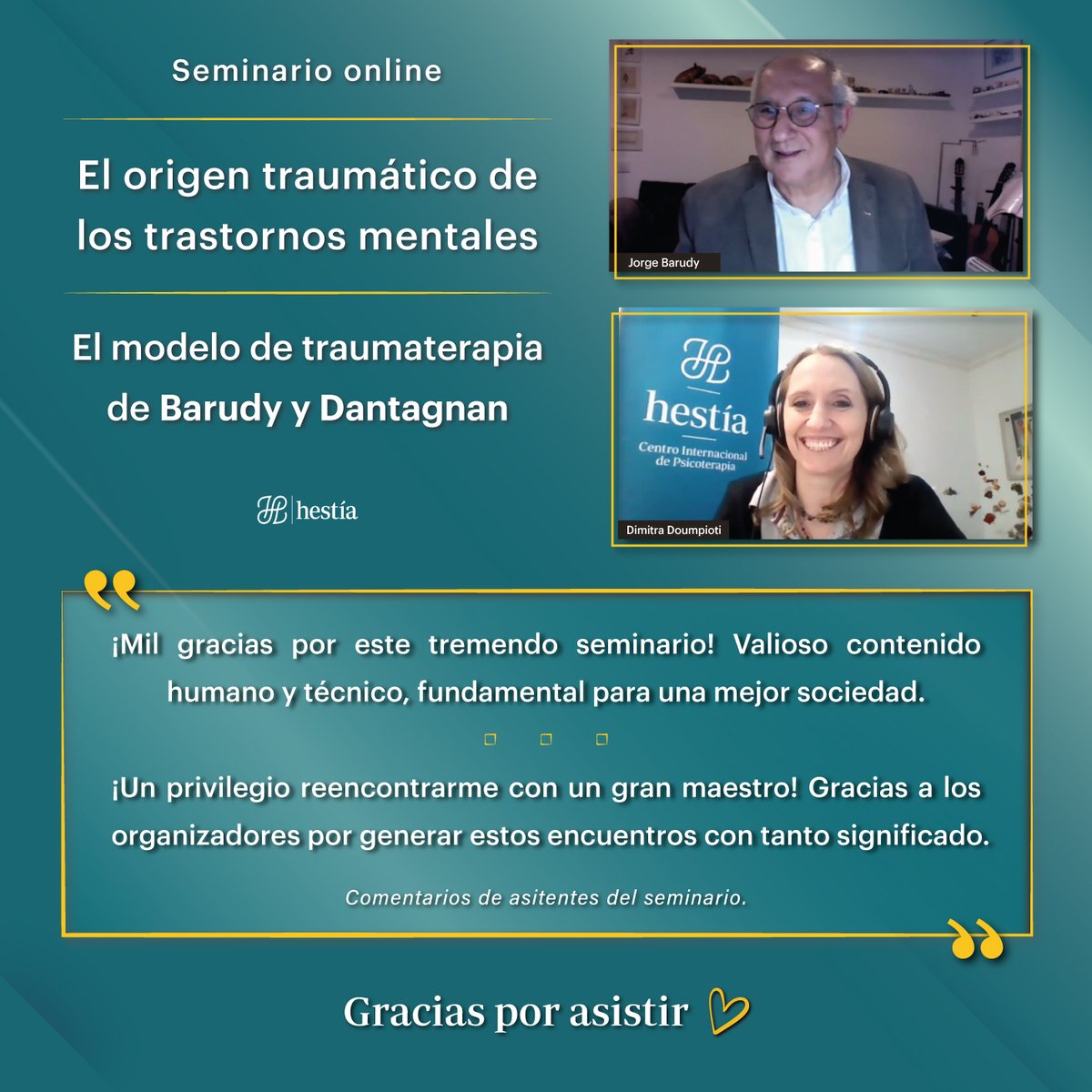 Fue un privilegio escuchar al Dr. Jorge Barudy. Queremos dar las gracias a todos los asistentes, que con sus mensajes nos motivan para seguir organizando este tipo de encuentros.