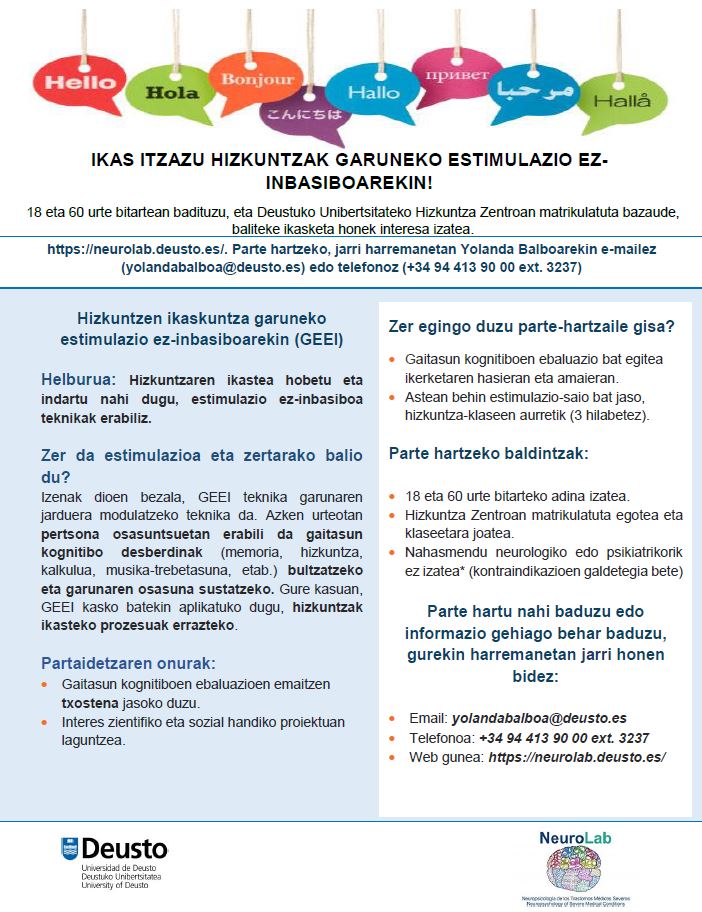 deustoNeuroLab's tweet photo. ¿Nos ayudas a averiguar si la estimulación cerebral no invasiva ayuda a aprender idiomas?🧠

Si tienes entre 18 y 60 años, y estás matriculado/a en #idiomas de @deusto, escríbenos a: yolandabalboa@deusto.es

¡Anímate y participa!

#investigación #cerebral https://t.co/Ofv5m2nV6f