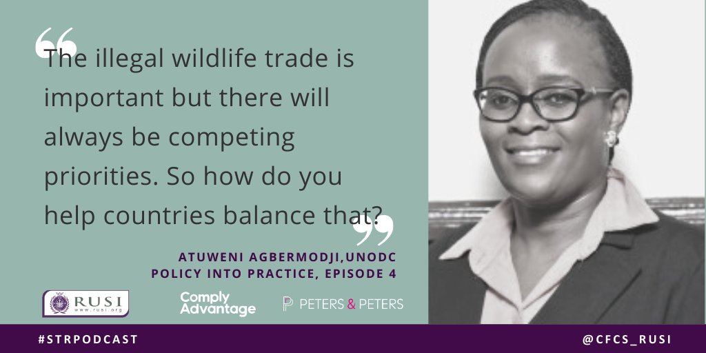 Are you interested in how countries can fight the illegal wildlife trade more effectively? Listen to our colleague Atuweni Agbermodji from @UNODC_ROSAF share her experience @CFCS_RUSI's 'Policy into Practice' podcast hosted by @AlexHREID . #SDG15 rusi.org/multimedia/ill…