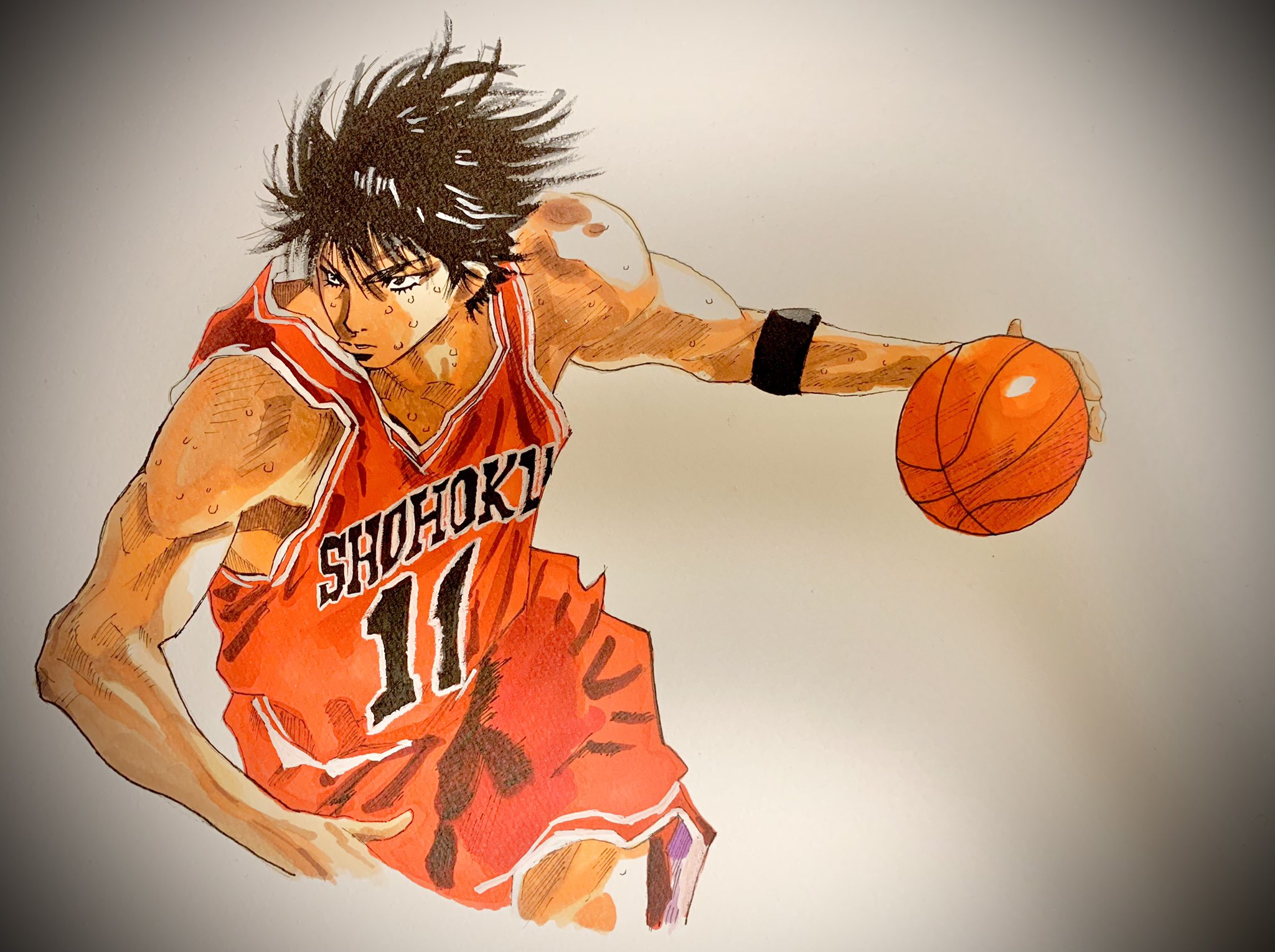 たろう 流川 昨日のアレで終わらせるつもりだったんですけど 仕事中にやっぱり描きたくなってしまって帰ってすぐペンを握ってました パソコンではスラムダンクを流しながら 最高ですね スラムダンク 流川楓 Slamdunk Rukawakaede イラスト