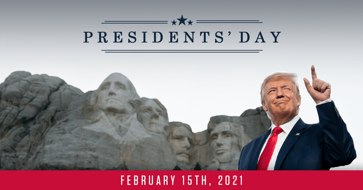 GOP's tweet image. Happy Presidents’ Day! 
 
Today, we honor the many great Presidents that have made America the amazing country that it is.