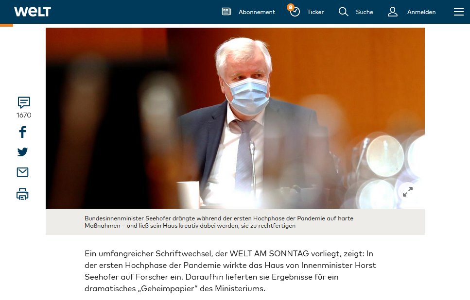 NonVoto1's tweet photo. #Welt: i risultati #scientifici a richiesta, per facilitare la #repressione di ogni #opposizione alle misure #anticovid.
#HorstSeehofer

https://t.co/ApS0lmK8Qs https://t.co/hoWqw8MPux