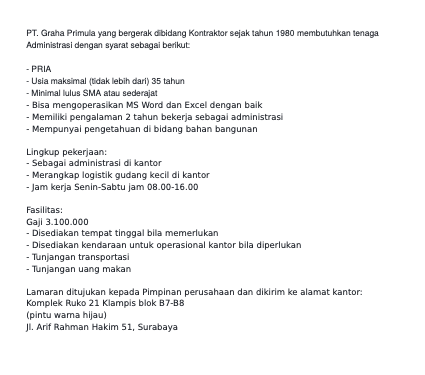 PERUSAHAAN YANG SEBAIKNYA KALIAN HINDARI! 

Boleh bantu tambah-tambahin buat kalian yang pernah hampir kena di perusahaan 'abal-abal'.

sumber: scribd