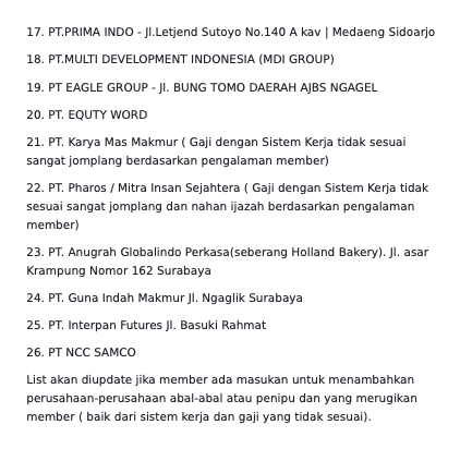 allyavyn's tweet photo. PERUSAHAAN YANG SEBAIKNYA KALIAN HINDARI! 

Boleh bantu tambah-tambahin buat kalian yang pernah hampir kena di perusahaan 'abal-abal'.

sumber: scribd https://t.co/snp0VPozHX