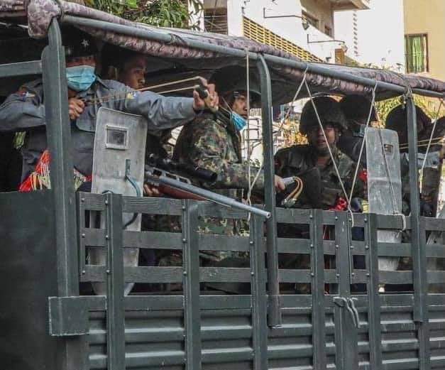 He is not protesting . His motorcycle was parked on the side of the road . Just come and see the peaceful protest . The man was unjustly arrested by Burmese( Myanmar ) Police.
#WhatsHappeningInMyanmar 
#Feb15Coup