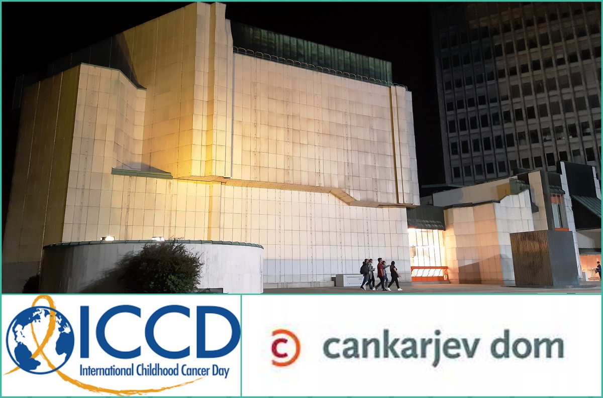 Cankarjev dom Cultural &amp; #Congress Centre in #Ljubljana #Slovenia joins #InternationalChildhoodCancerDay by lighting its facade in gold today. This global collaborative campaign raises awareness about the heavy disease affecting many young patients &amp; their families worldwide.