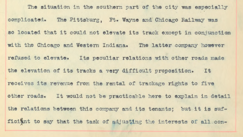 The Chicago & Western Indiana railway basically held hostage the elevation of 5 different railways that either shared track with them or intersected them. The city created an artificial flagman bottleneck to ultimately bring them to the table.4/