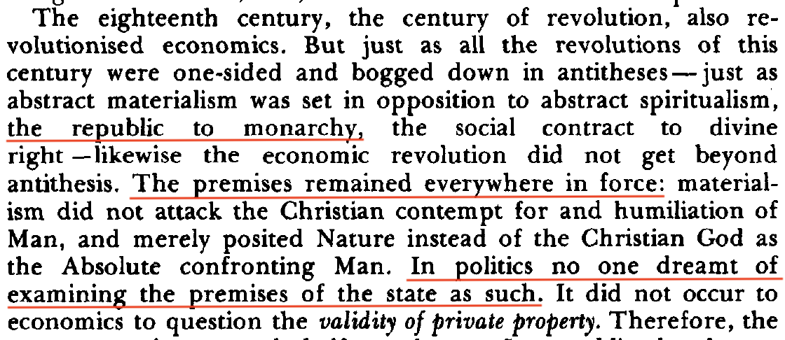 From "Outlines of a Critique of Political Economy," the early and "brilliant" essay later recalled by Marx in the 1859 Preface.