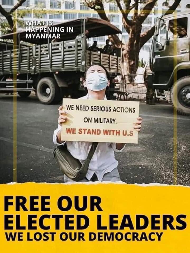 GeorgieZmh's tweet photo. #WeStandAgainstMilitaryCoup 
#save_myanmar
#Justice_for_Myanmar
#We_do_not_accept_Military_Coup
#Photo_Campaign
#SayNoToDictactorship
#SayNoToMilitary
#hear_the_voice_of_myanmar https://t.co/pUklUUbCxi