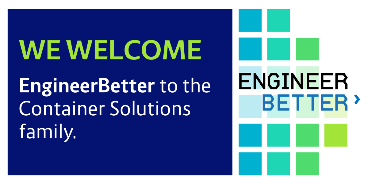 EngineerBetter (@engineerbetter) on Twitter photo We're very pleased to announce that <a href="/EngineerBetter/">EngineerBetter</a> has been acquired by <a href="/containersoluti/">Container Solutions</a> ons.
It won't just be 'business as usual', but 'business as better'.
blog.container-solutions.com/wtf-container-…
Read <a href="/DanielJonesEB/">Daniel Jones</a>'s thoughts here:
engineerbetter.com/blog/engineerb… We're very pleased to announce that <a href="/EngineerBetter/">EngineerBetter</a> has been acquired by <a href="/containersoluti/">Container Solutions</a> ons.
It won't just be 'business as usual', but 'business as better'.
blog.container-solutions.com/wtf-container-…
Read <a href="/DanielJonesEB/">Daniel Jones</a>'s thoughts here:
engineerbetter.com/blog/engineerb…