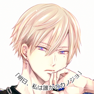 1boy male focus solo blonde hair jewelry earrings mole  illustration images